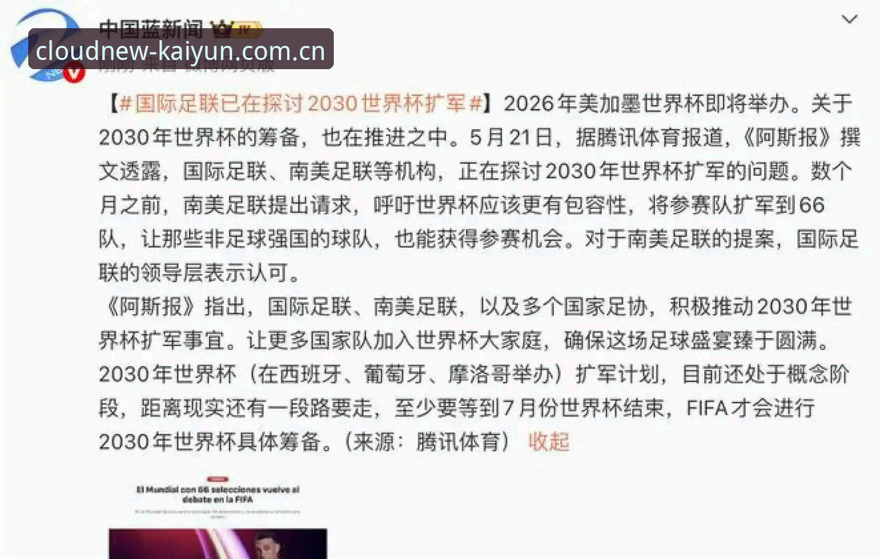 世界杯扩军66队操作教程：云开全站平台带你前瞻2030年足球盛宴新格局